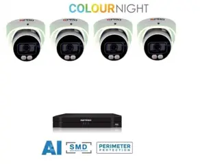4 ch. recorder met SPRO 4x4MP IP-turret cctv