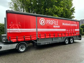 Veldhuizen P 33-2 8 T , kuipdieplader met schuifzeil , be oplegger ,