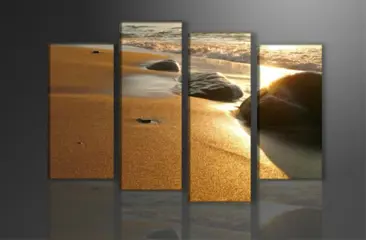 Nieuw canvas schilderij 4-luik Beautiful Beach 130 x 80 cm