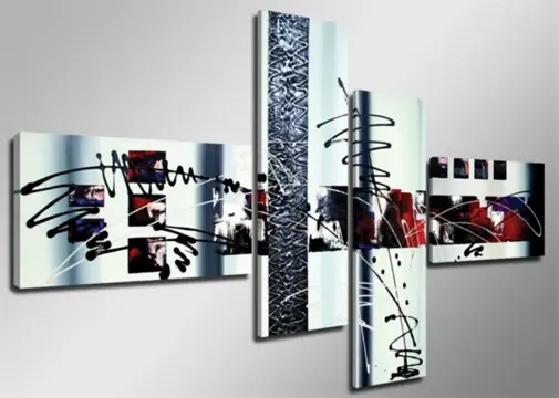 Nieuw canvas schilderij 4-luik Abstract Wit 160 x 70 cm