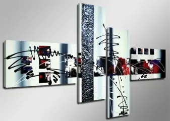 Nieuw canvas schilderij 4-luik Abstract Wit 160 x 70 cm