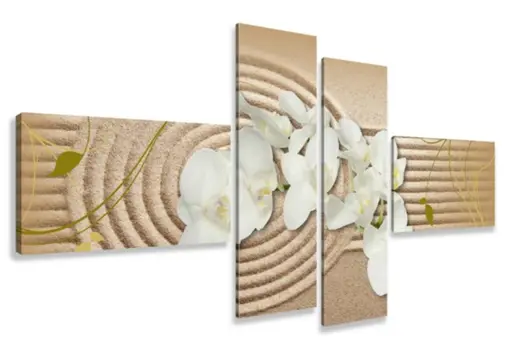Nieuw canvas schilderij 4-luik Orchidee Zand 160 x 70 cm