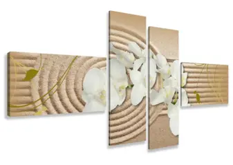 Nieuw canvas schilderij 4-luik Orchidee Zand 160 x 70 cm