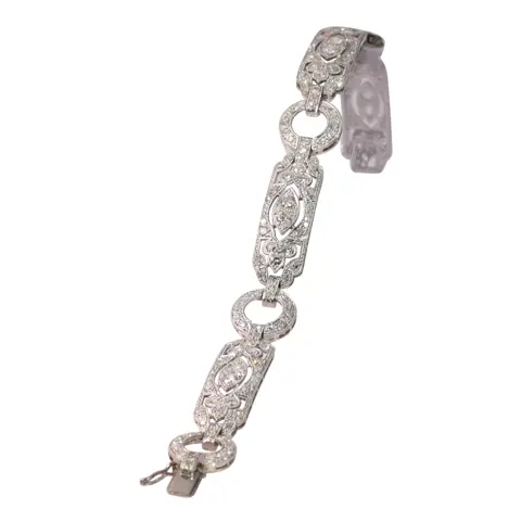 Art Deco Diamond Bracelet, Circa 1920  Platinum Geometry with 6.00ct Sparkle