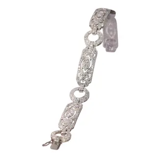 Art Deco Diamond Bracelet, Circa 1920  Platinum Geometry with 6.00ct Sparkle