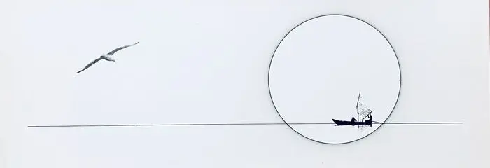 Genèse Fincken (XX) - Bateau de pêcheurs et mouette