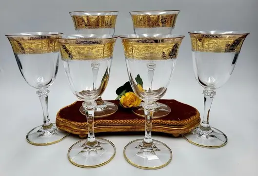 Cre Art - Mousserende wijnglazen (6) - .999 (24 kt) goud