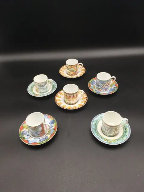 Hermès - Koffieservies voor 6 (12) - Porselein - Patchwork
