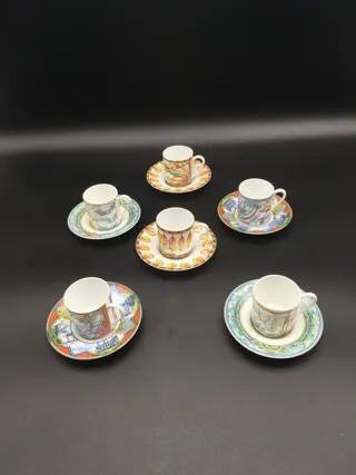 Hermès - Koffieservies voor 6 (12) - Porselein - Patchwork