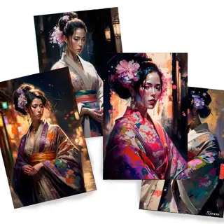 Ksavera - Japanese street DS0132 - Digital print set of 4
