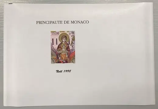 Monaco - Christmas 1998, Virgin and Child, imperforate, superb and rare - Yvert bloc n° 79