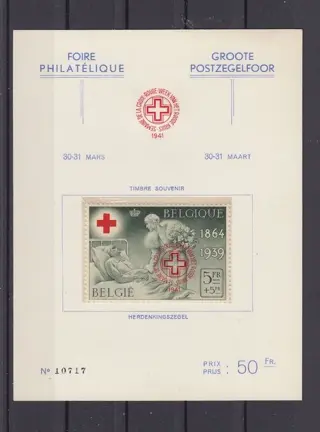België 1941 - Rode Kruis - OBP : 582B op kaart