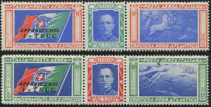 Italië 1933 - Trittici Crociera Nord Atlantica serie con sigla I-TEUC - Sassone A51/52
