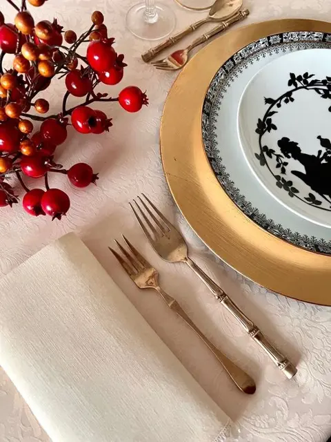 Damast tafelkleed, klassieke print, neutrale kleur - 2,80 x