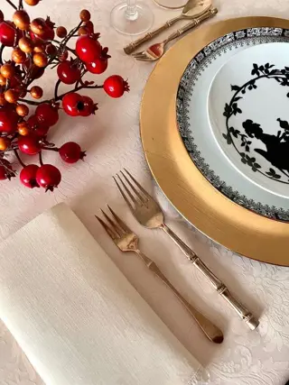 Damast tafelkleed, klassieke print, neutrale kleur - 2,80 x