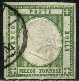 Napolitaanse provincies 1861 - 1/2 tornese emerald green, with good margins. With certificate. - Sassone N. 17d