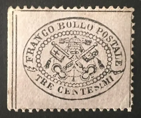 Italiaanse oude staten - Pauselijke Staat - 3 cent. grey-pink, beautiful conditions, certified. - Sassone n. 23