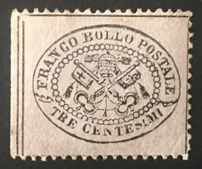 Italiaanse oude staten - Pauselijke Staat - 3 cent. grey-pink, beautiful conditions, certified. - Sassone n. 23