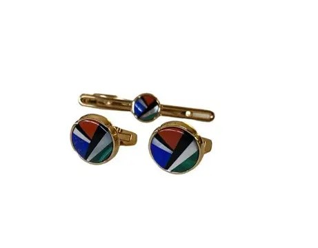 Yves Saint Laurent - Set of cufflinks and tie clip -