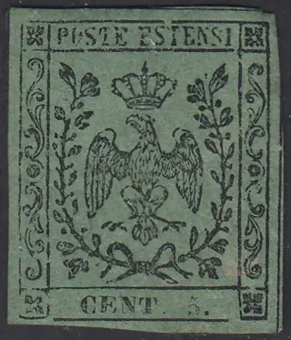 Italiaanse oude staten - Modena 1852 - Modena, issue with dot after the figure, 5 c. olive green - Sassone N. 8
