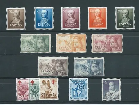 Spanje 1951 - Complete year without Edifil No. 1088/89 and 1090 - Edifil nº 1091, 1092/96, 1097/01, 1102 y 1103/05.