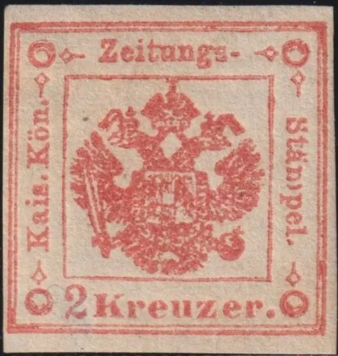 Italiaanse oude staten - Lombardije Venetië 1858 - Segnatasse x Giornali 2 Kr. vermiglio con Filigrana Lettera nuovo con piena gomma raro periziato - Sassone n.3c