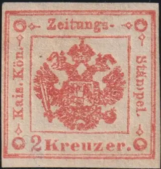 Italiaanse oude staten - Lombardije Venetië 1858 - Segnatasse x Giornali 2 Kr. vermiglio con Filigrana Lettera nuovo con piena gomma raro periziato - Sassone n.3c