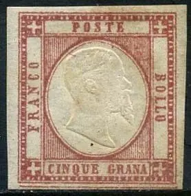 Napolitaanse Provincies 1861 - Victor Emmanuel II, 5 grana with complete framing line at the bottom. With certificate - Sassone N. 21o