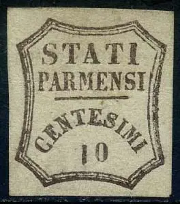 Italiaanse oude staten - Parma 1859 - Provisional Government, 10 cents brown with inverted figure ‘1’. - Sassone N. 14b