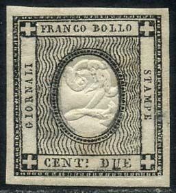 Italiaanse oude staten - Sardinië 1861/1862 - Stamps for printed material, 2 c. figure. Wide margins and very crisp. - Sassone N.20