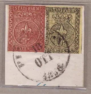 Italiaanse oude staten - Parma 1853 - Cut out, Sassone 1+8