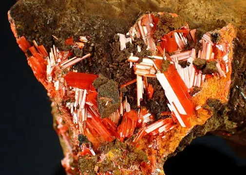 Crocoite Met Dieprode Kleur En Zeer Hoge Glans Kristallen