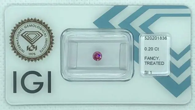 Diamant - 0.20 ct - Briljant, Rond - Fancy Vivid Purplish