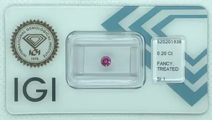 Diamant - 0.20 ct - Briljant, Rond - Fancy Vivid Purplish