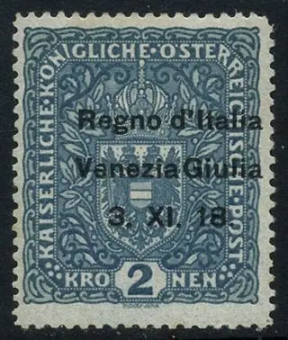 Italië - Julian Venetië 1918 - First issue, 2 crowns azure. - Sassone 15