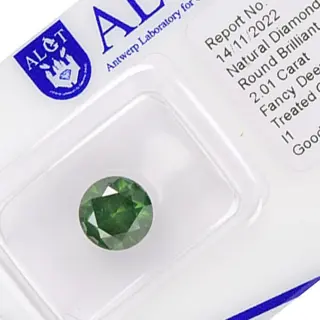 Diamanten - 2.01 ct - Briljant, Rond - Kleurbehandeld - I1