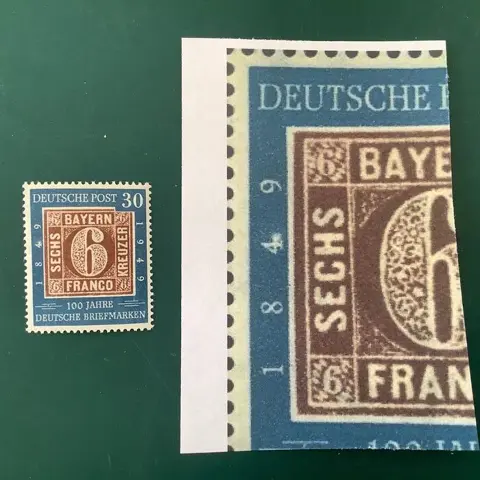 Duitsland, Bondsrepubliek 1949 - 100 jaren briefmarken met platform Schantl - Michel 115 f48B