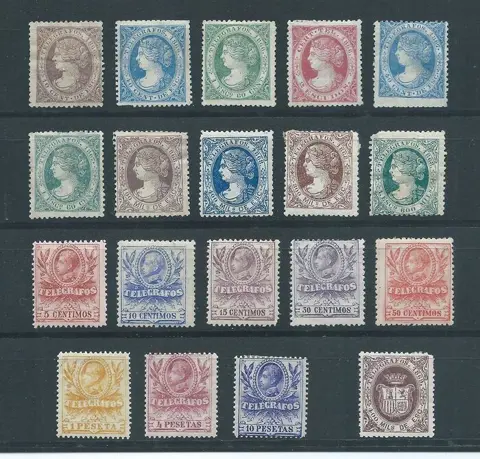 Spanje 1866/1905 - Group of mint Telégrafos (Telegraph Service) stamps and sets