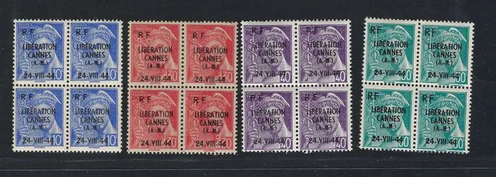 Frankrijk - Mint** Lot of stamps of the Liberation of Cannes N°1 to 4 in block