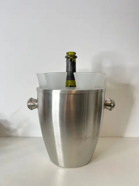 Cooler with 6 glasses - Stainless steel and glass