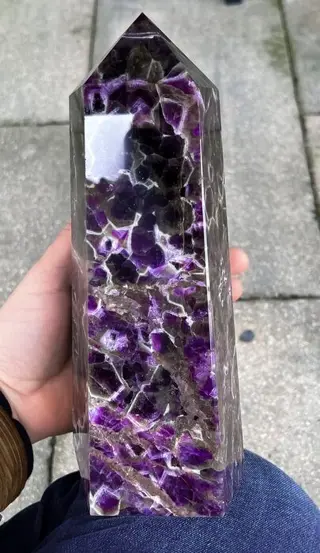 Amethist Large Polished AAA Chevron Amethyst Tower -