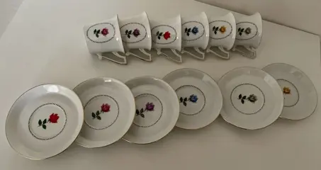 Een prachtige vintage 6 &amp; 2 kop &amp; schotels van