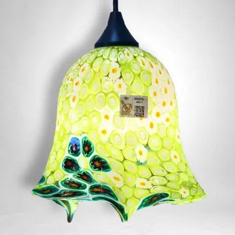 Gabriele Urban - Hanglamp, Groene lamp met millefiori