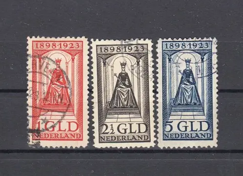 Nederland 1923 - Regeringsjubileum Koningin Wilhelmina - NVPH 129, 130, 131