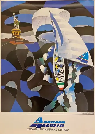 Ugo Nespolo - AZZURRA - SFIDA ITALIANA AMERICA'S CUP 1983 -
