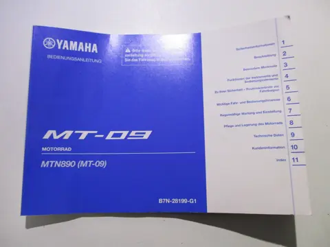 INSTRUCTIEBOEKJE Yamaha MT 09 2018 - 2020