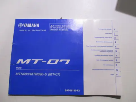 INSTRUCTIEBOEKJE Yamaha MT 07 2018 - 2021