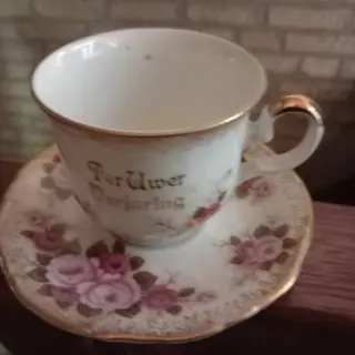 kop en schotel -oud, - tekst: ter uwer verjaardag