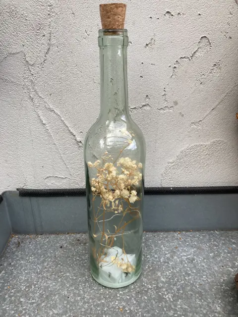 FLES MET DROOGBLOEMEN EN LED LICHTJES NIEUW