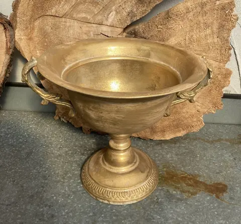 FLOWERPOT DECORATIE SCHAAL OP VOET GOLD 24,5 cm NIEUW